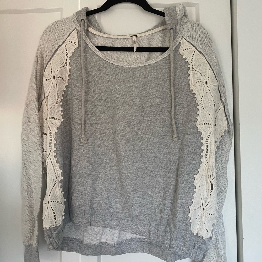 Free People Crochet Lace Sweatshirt